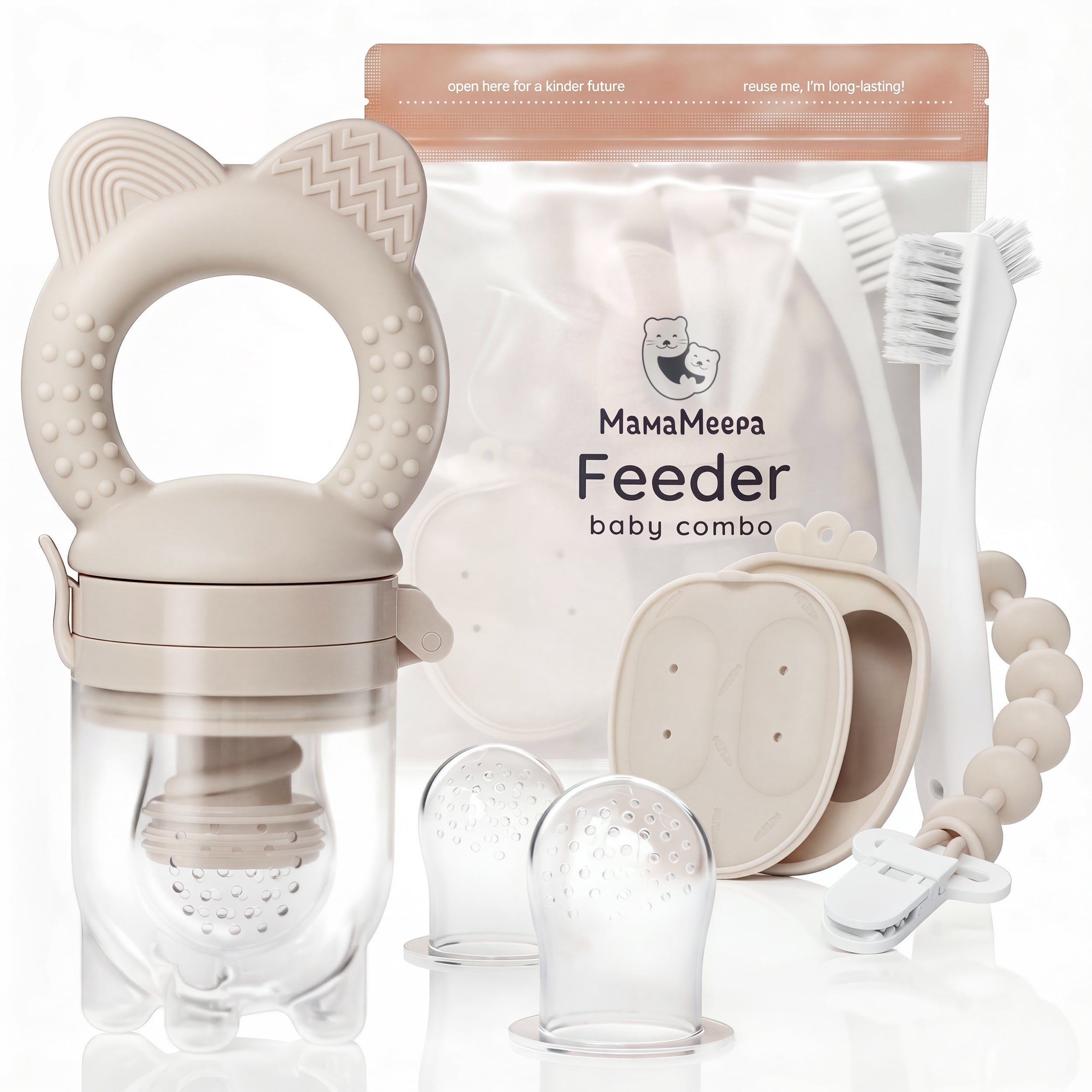 MAMAMEEPA Baby Fruit Feeder & Popsicle Molds Set – Gray