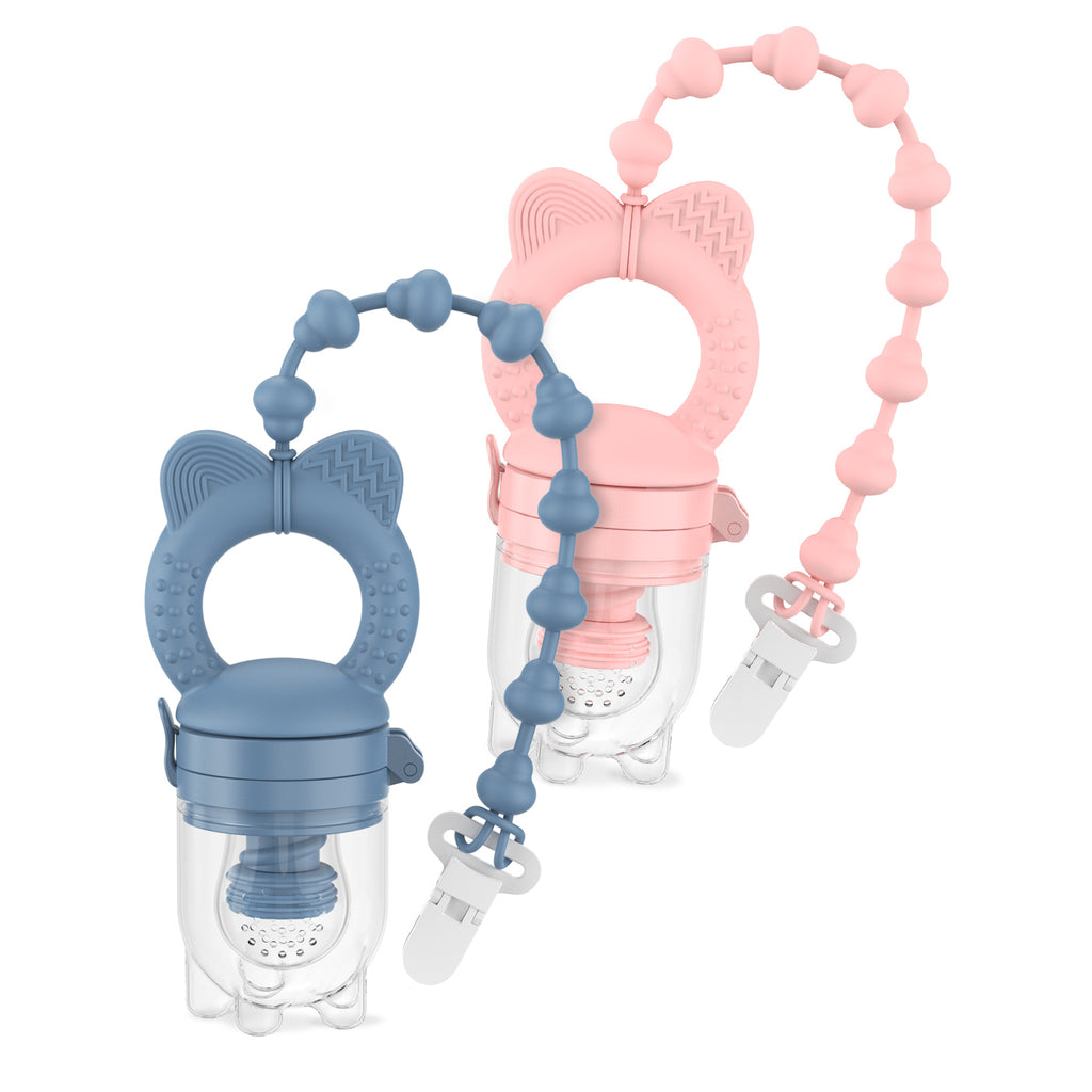 MAMAMEEPA Baby Fruit Feeder & Popsicle Molds Set –Blue/Pink (2-Pack)