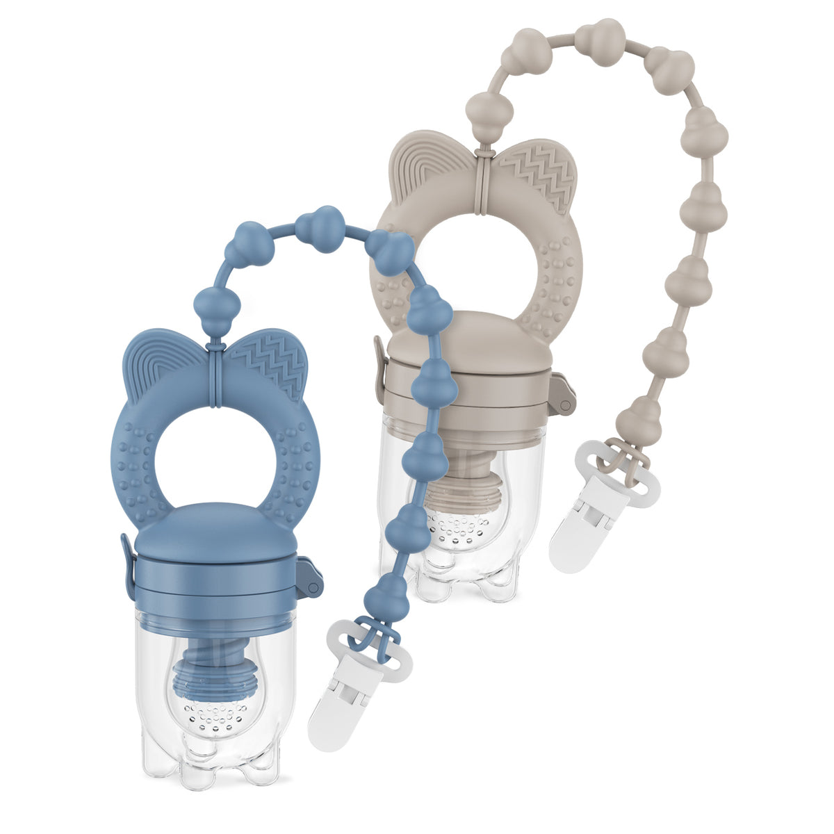 MAMAMEEPA Baby Fruit Feeder & Popsicle Molds Set – Blue/Gray (2-Pack)