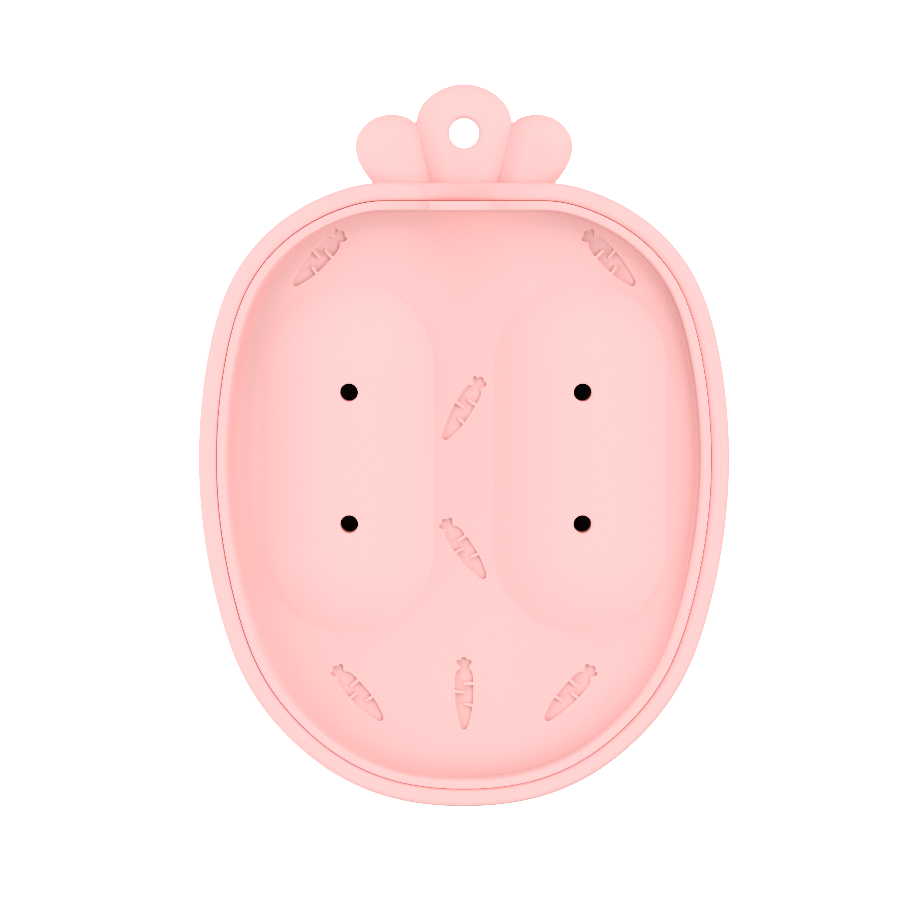 Pink popsicle mold lid top view with carrot embossed pattern from MAMAMEEPA