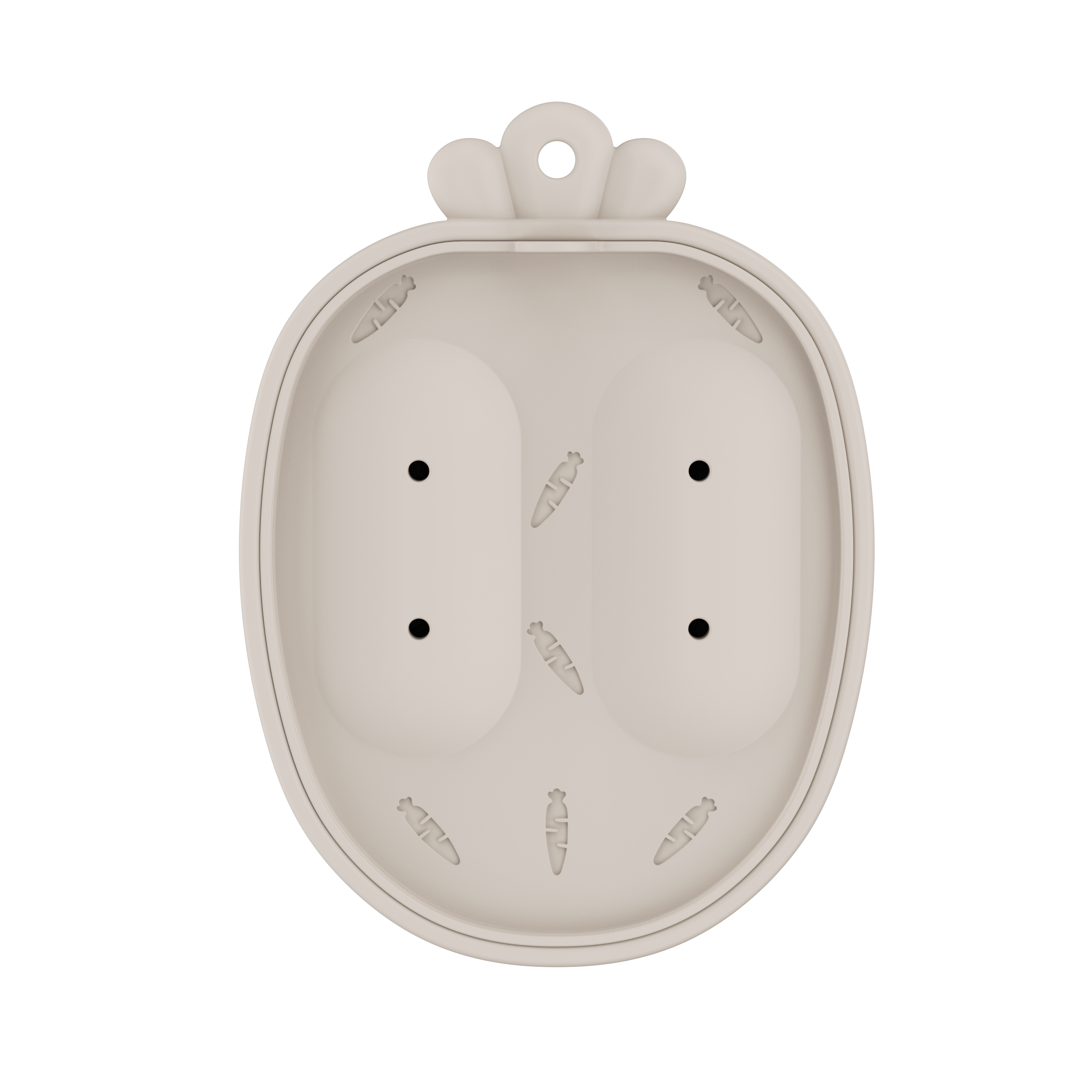 Gray popsicle mold lid top view with carrot embossed pattern from MAMAMEEPA