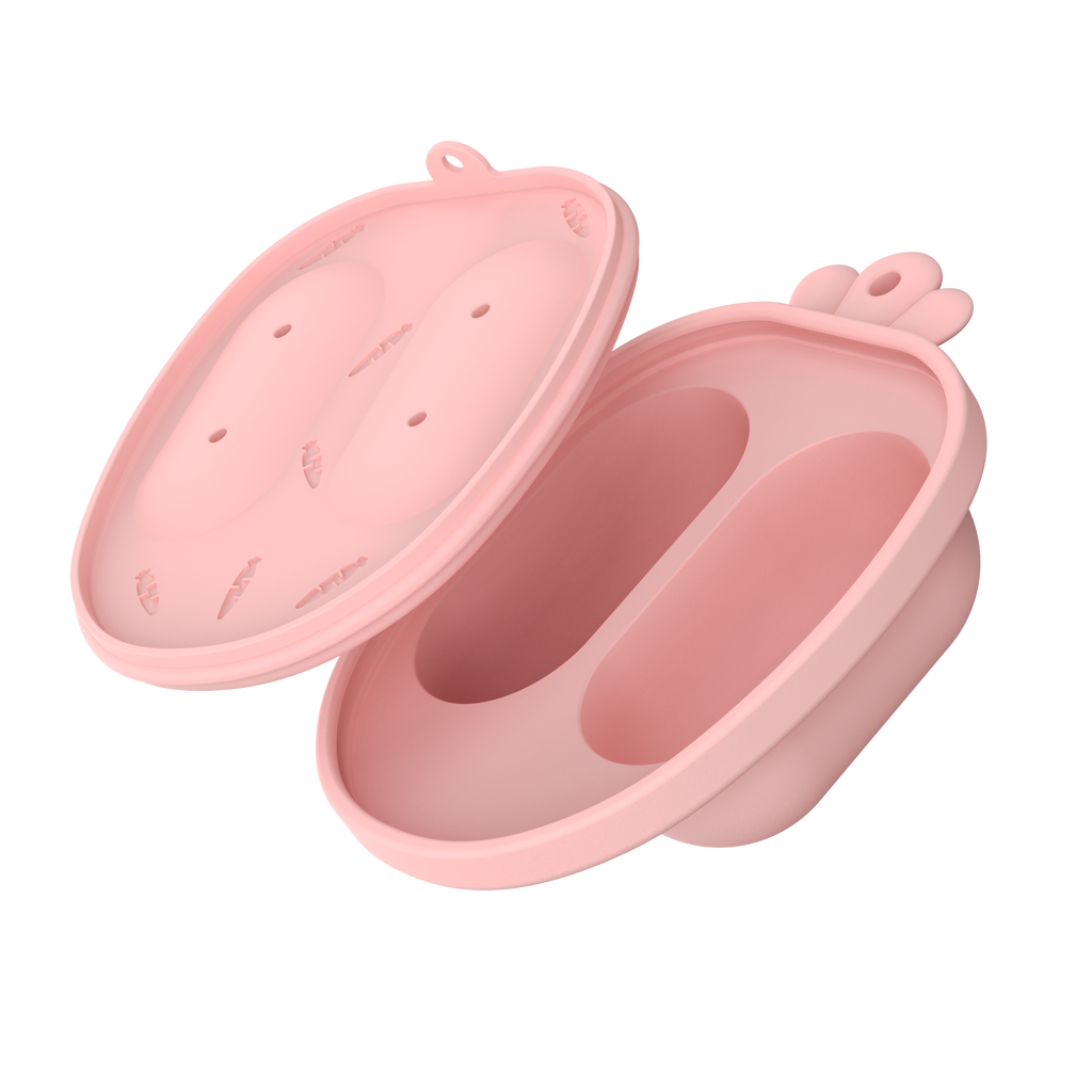 Pink silicone breastmilk popsicle molds from MAMAMEEPA baby fruit feeder set