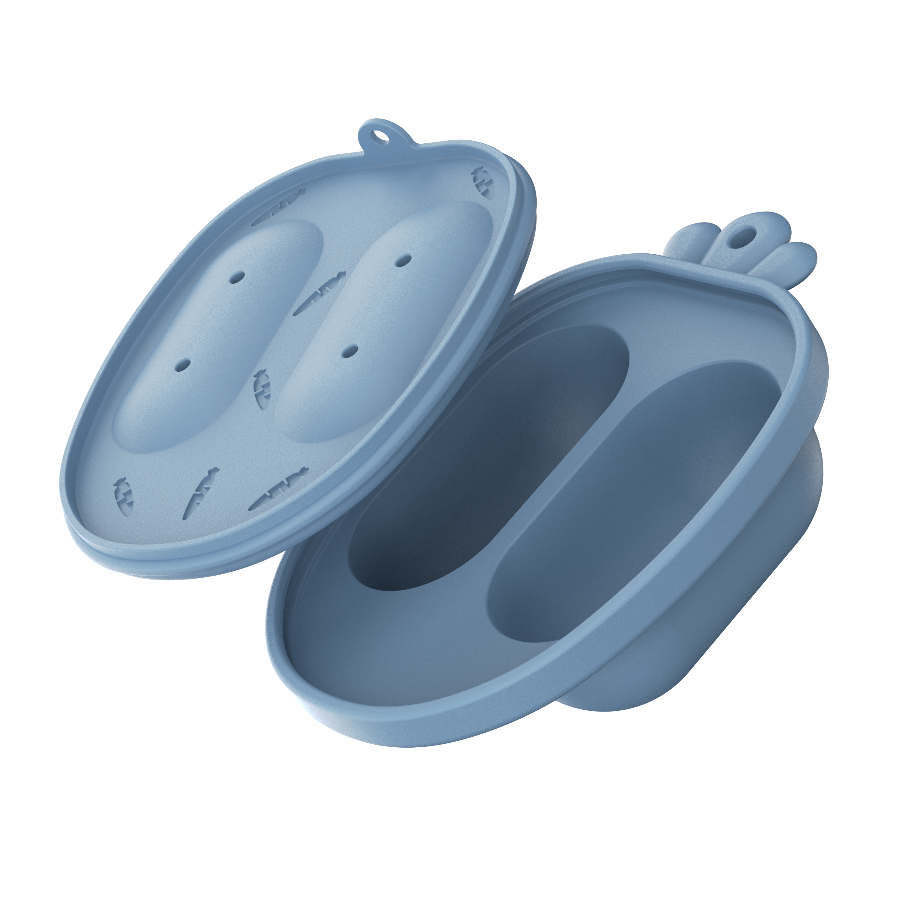 Blue silicone breastmilk popsicle molds closed view from MAMAMEEPA feeding set