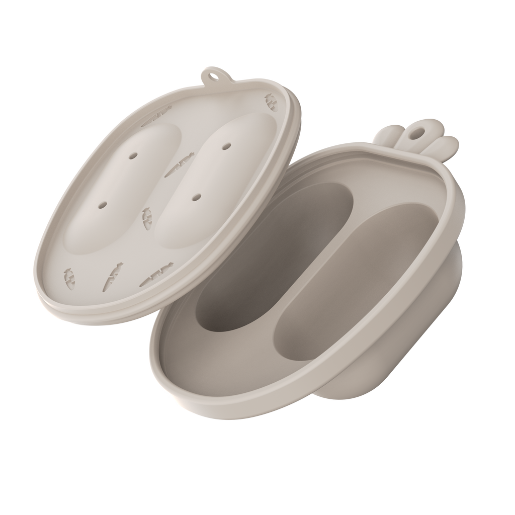 Gray silicone breastmilk popsicle molds open side view from MAMAMEEPA feeding set