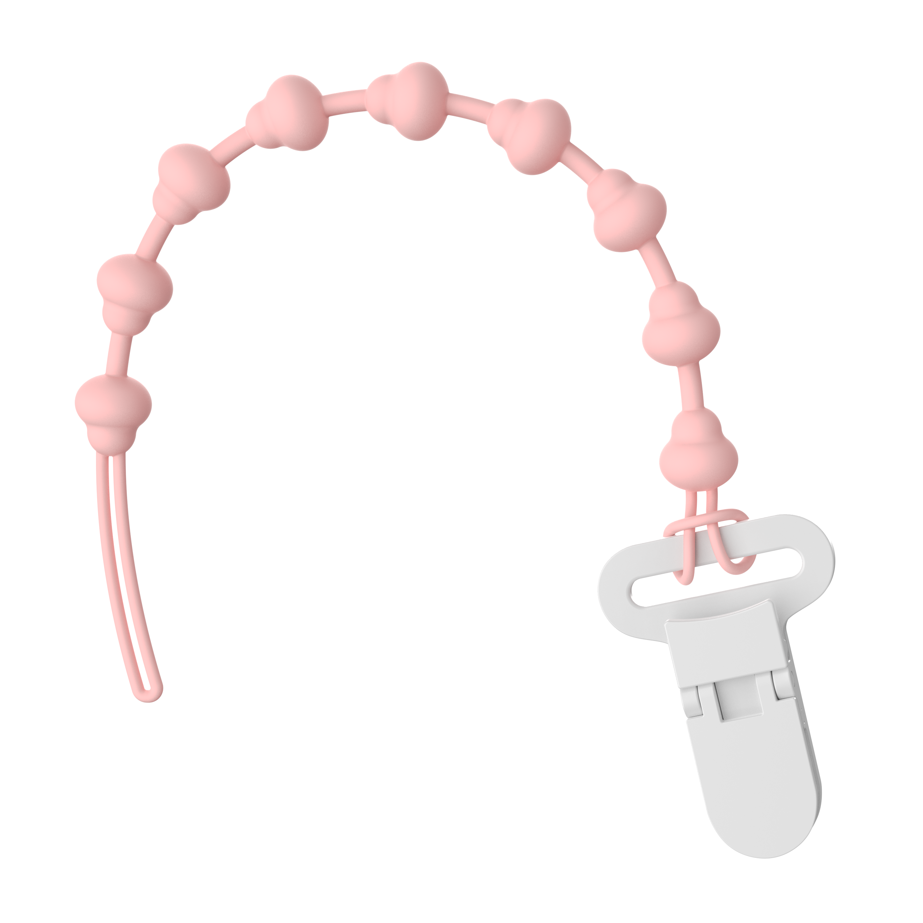 Pink silicone pacifier clip strap with beads for MAMAMEEPA baby fruit feeder