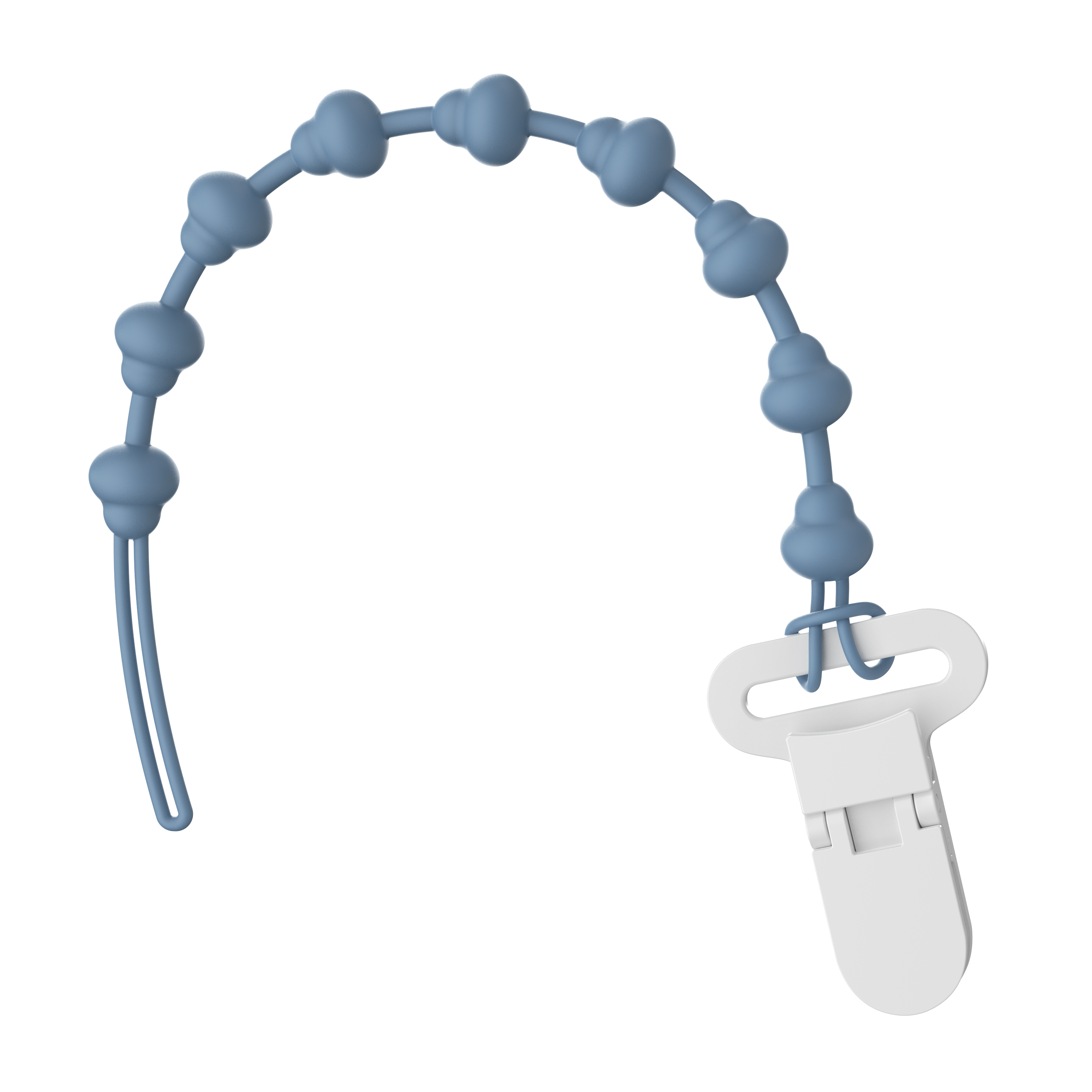 Blue silicone pacifier clip strap with beads for MAMAMEEPA baby fruit feeder