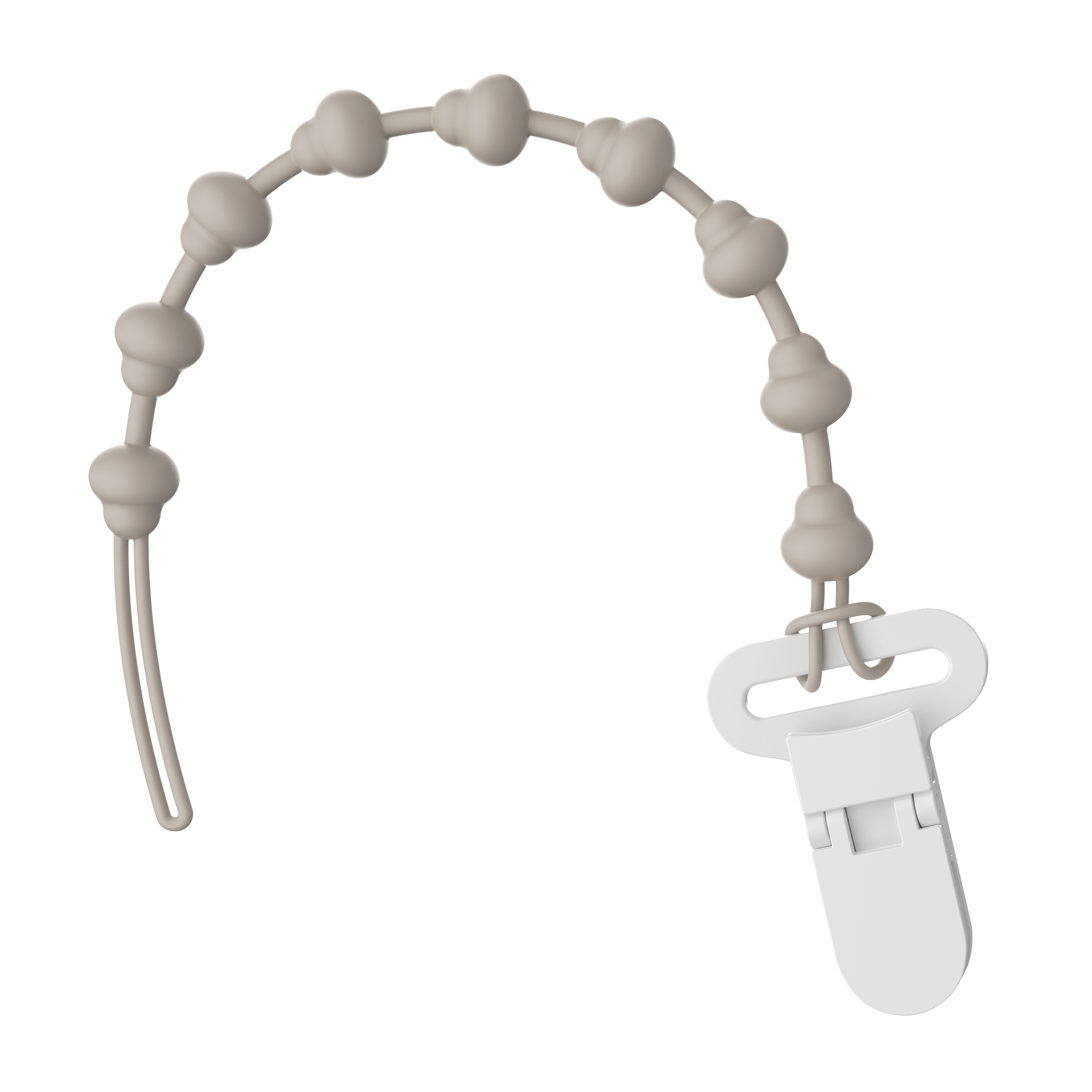 Gray silicone pacifier clip strap with beads for MAMAMEEPA baby fruit feeder